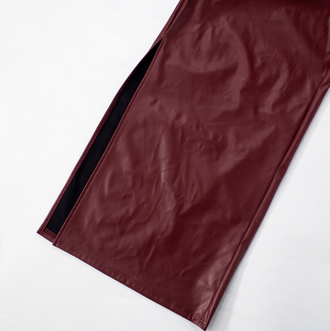 Sexy Wine Red Slim-fit PU Dress