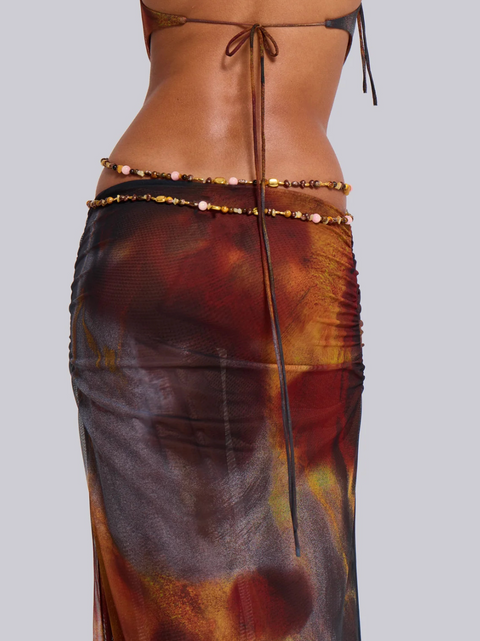 Sexy Hollowed Printed Slip Dress