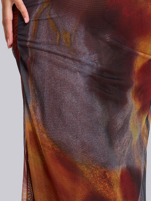 Sexy Hollowed Printed Slip Dress