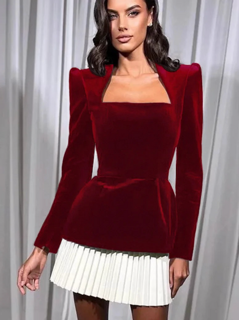 Premium Beaded Patchwork Velvet Dress