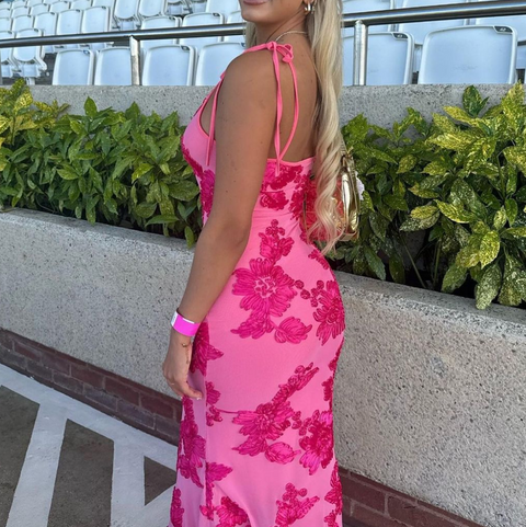 3D Floral Embroidered Slip Dress