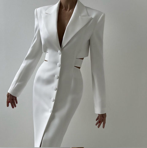 Hollowed Waistline Hip-wrapping Suit Dress