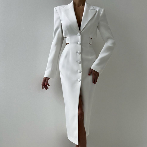 Hollowed Waistline Hip-wrapping Suit Dress