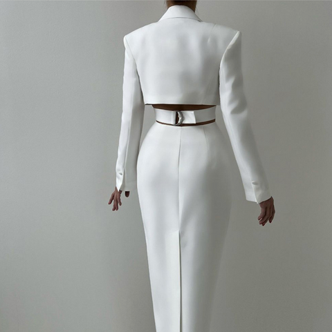 Hollowed Waistline Hip-wrapping Suit Dress