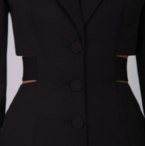 Hollowed Waistline Hip-wrapping Suit Dress