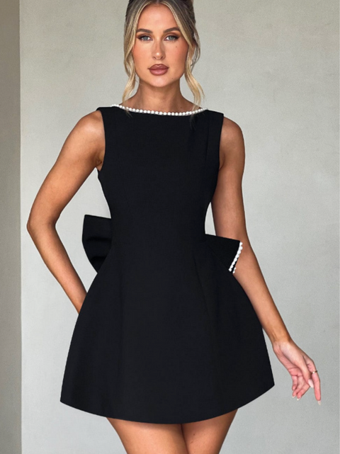 Ruffled Back Bow A-line Vest Dress