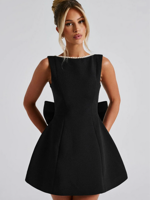 Ruffled Back Bow A-line Vest Dress