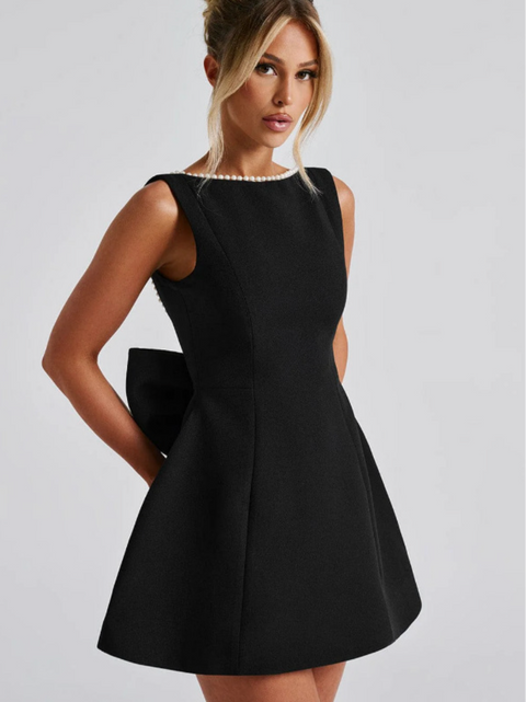 Ruffled Back Bow A-line Vest Dress