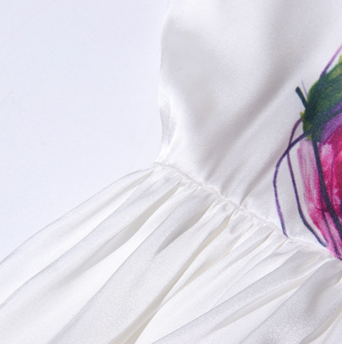 Round Collar Floral Printed Dress