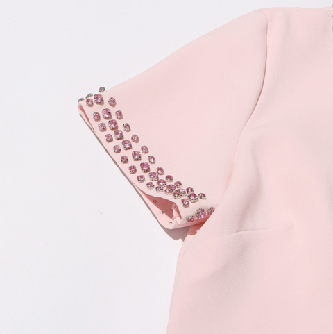 Rhinestone Beaded Pink Bow Dress