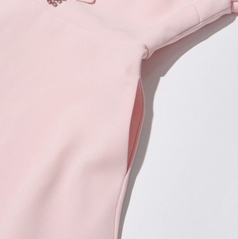 Rhinestone Beaded Pink Bow Dress