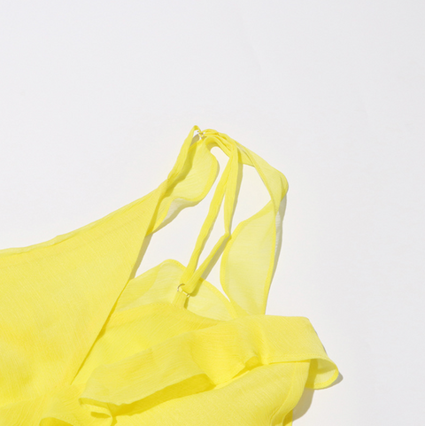 Bright Yellow Ruffled Split Dress