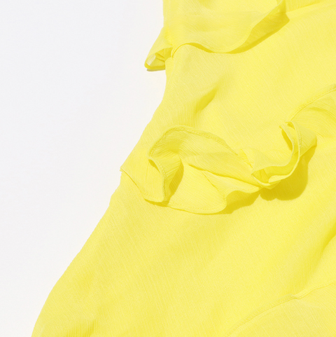 Bright Yellow Ruffled Split Dress