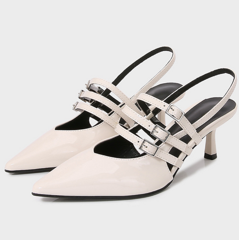 Buckle Embellished Pointed Toe High Heels