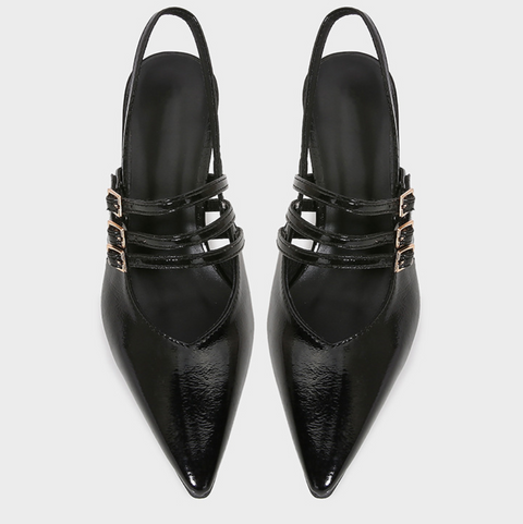 Buckle Embellished Pointed Toe High Heels