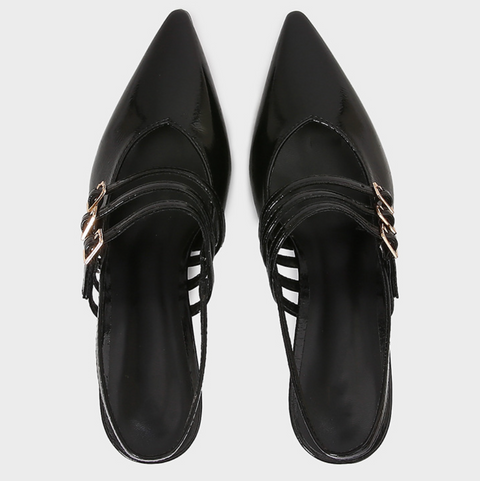 Buckle Embellished Pointed Toe High Heels