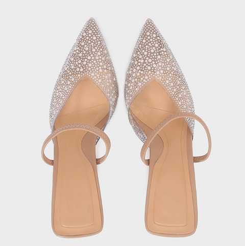 Artificial Pearl Embellished Peep-toe Sandals