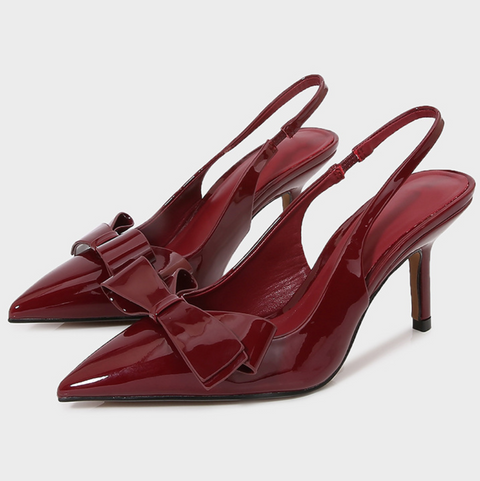 Bowknot Open Heel Patent Leather Stilettos