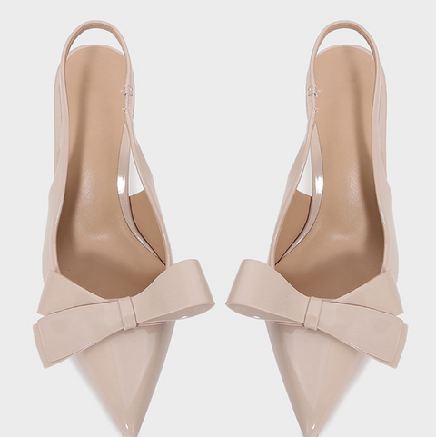 Bowknot Open Heel Patent Leather Stilettos