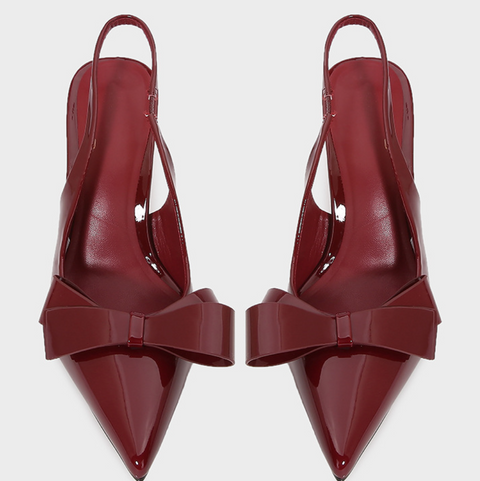Bowknot Open Heel Patent Leather Stilettos