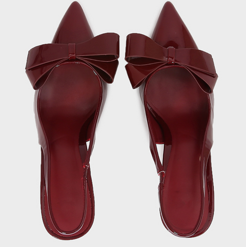 Bowknot Open Heel Patent Leather Stilettos