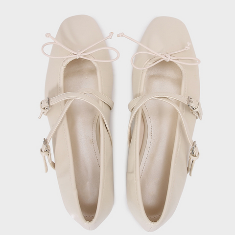Buckled Bow Shallow Ballet Flats