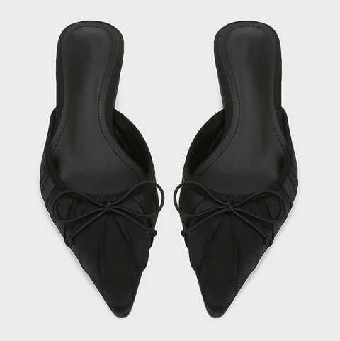 Black Bow Tie Embellished Stiletto Heels