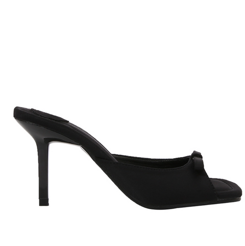 Bowknot Open Square-toe Heeled Sandals