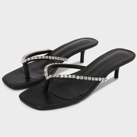 Rhinestone Studded Open-toe Sandals
