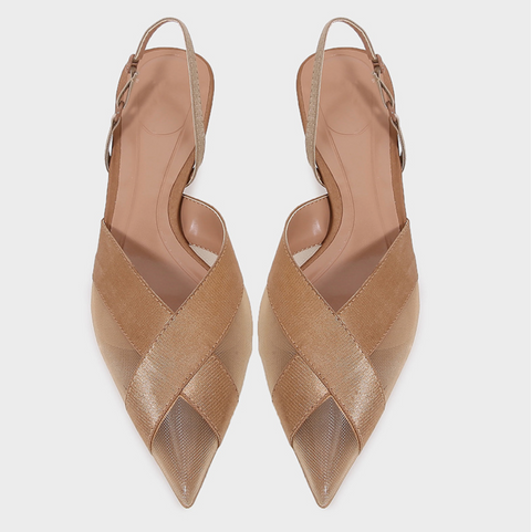 Pointed-toe Strap Buckled Mesh Sandals