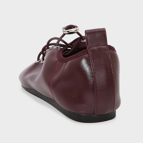 Lace-up Leather Ballet Flat Loafers