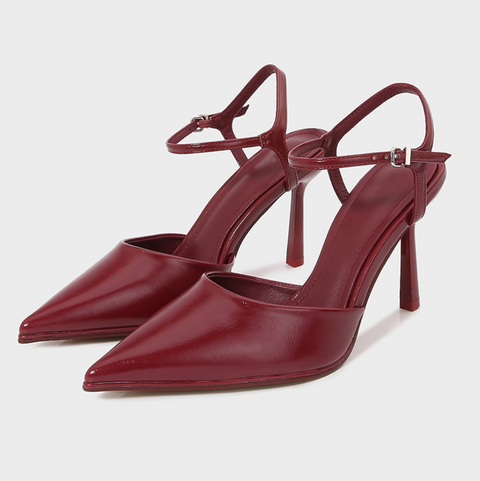 Red Ankle Trip Open-heel Mules