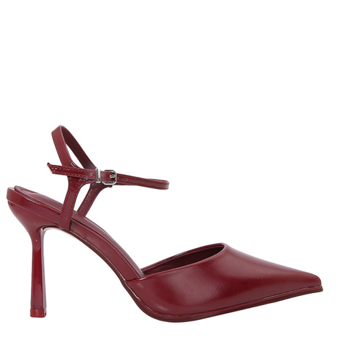 Red Ankle Trip Open-heel Mules