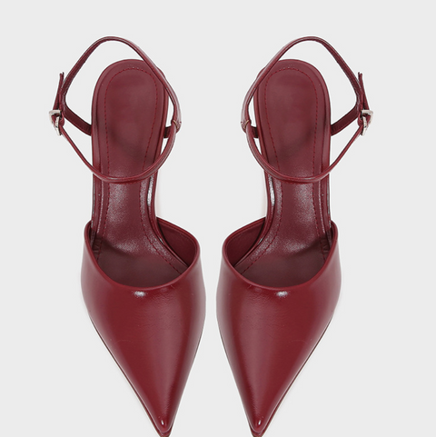 Red Ankle Trip Open-heel Mules