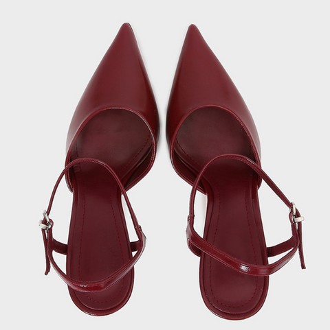 Red Ankle Trip Open-heel Mules