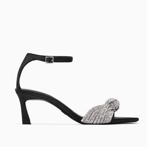 Rhinestone Studded Chain Open Toe Sandals