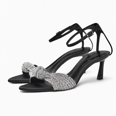 Rhinestone Studded Chain Open Toe Sandals