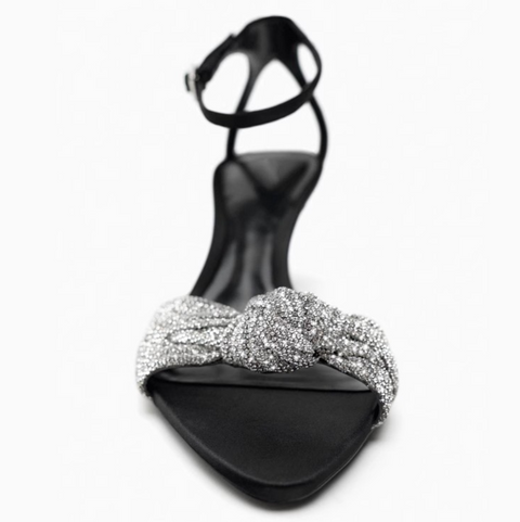 Rhinestone Studded Chain Open Toe Sandals