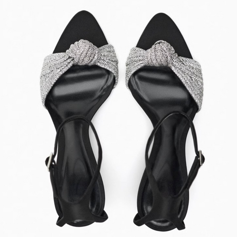 Rhinestone Studded Chain Open Toe Sandals