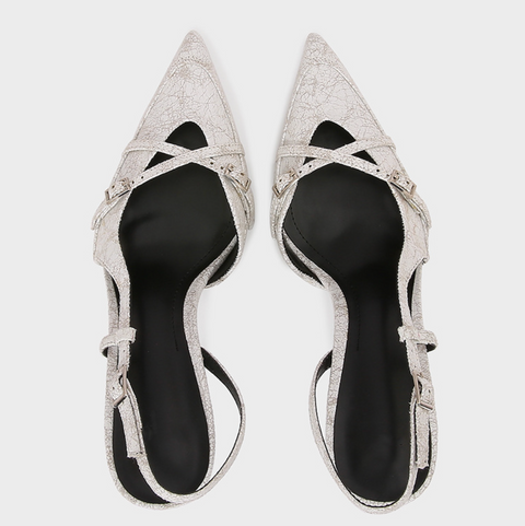 Pointed Toe Denim Fabrics Heeled Sandals