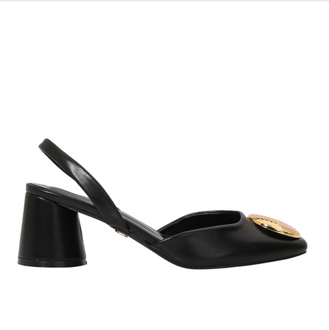 Metal-embellished Sheepskin Chunky Sandals