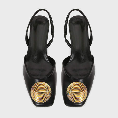 Metal-embellished Sheepskin Chunky Sandals