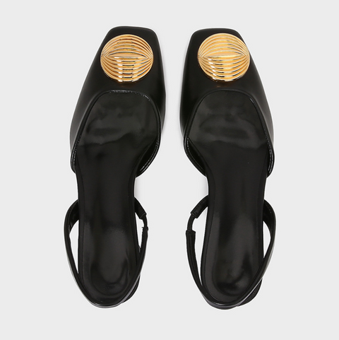 Metal-embellished Sheepskin Chunky Sandals