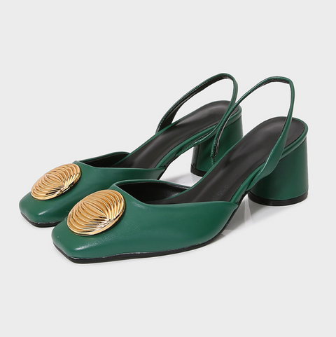 Metal-embellished Sheepskin Chunky Sandals