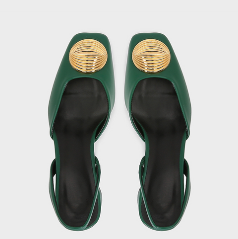 Metal-embellished Sheepskin Chunky Sandals