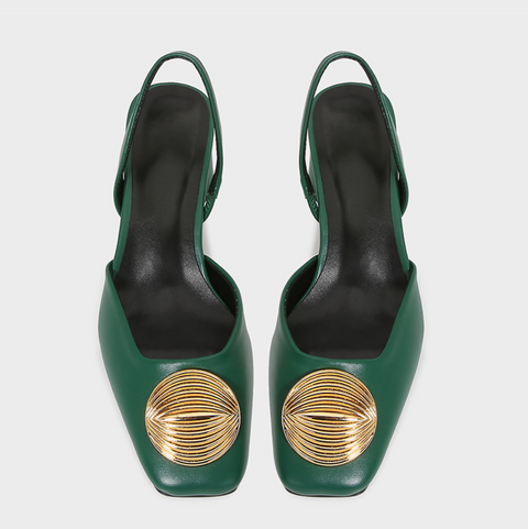 Metal-embellished Sheepskin Chunky Sandals