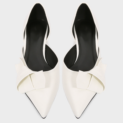 Golden Bow Embellished Pointed-Toe Unpadded Shoes