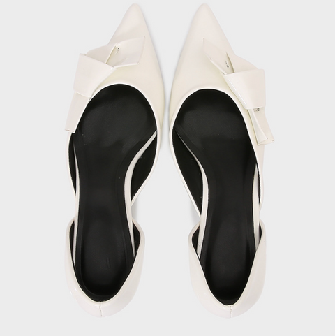 Golden Bow Embellished Pointed-Toe Unpadded Shoes