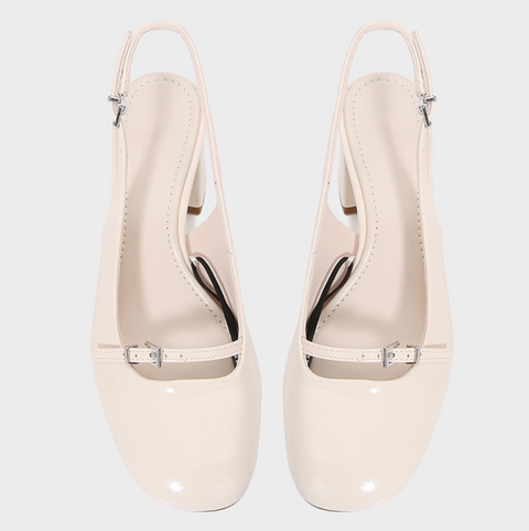 Buckled  Round-toe Chunky Open Heel Mules