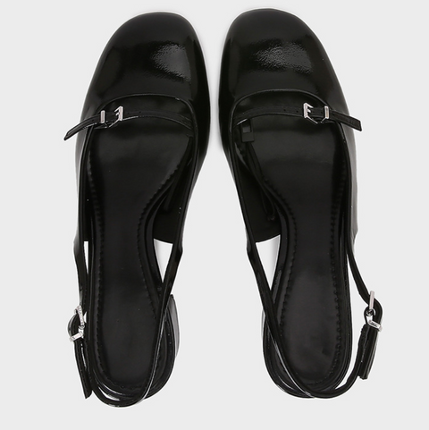 Buckled  Round-toe Chunky Open Heel Mules